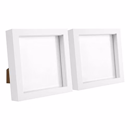 Nicola Spring White Square 3D Box Photo Frames, Pack of 2