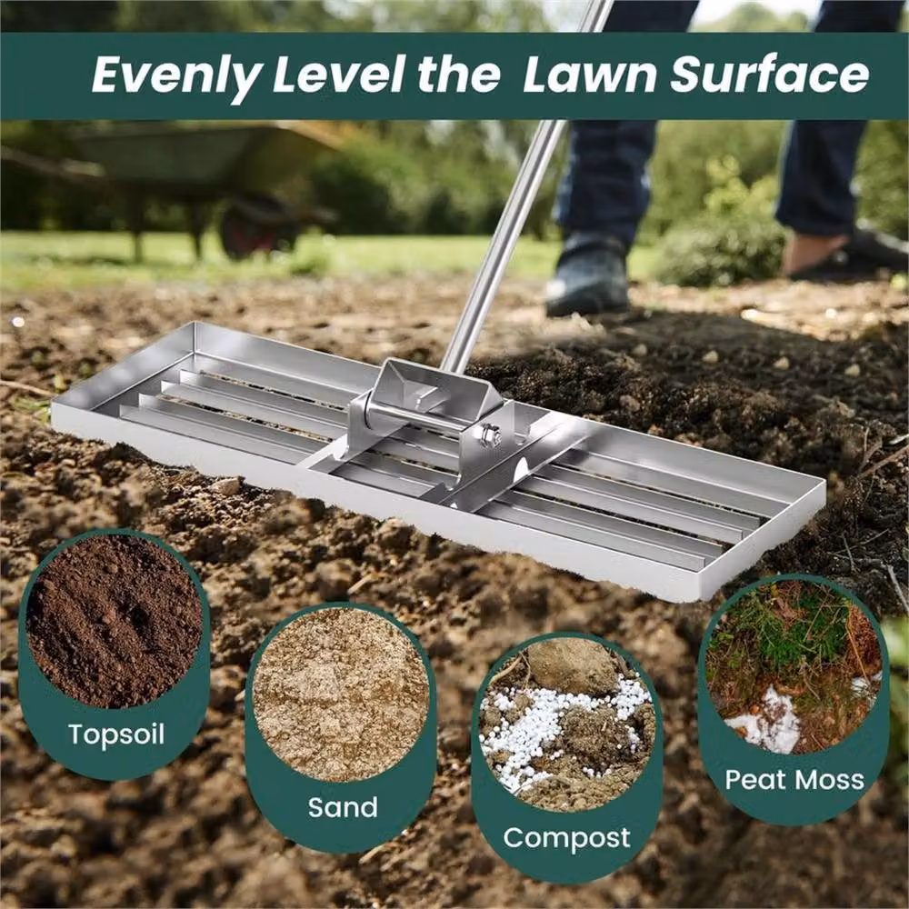 NESTLUNE Heavy Duty Level Lawn Tool in Silver, W: 75 cm – 4