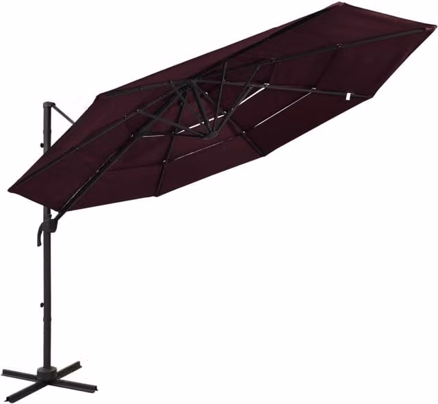 Berkfield Home 4-Tier Parasol with Aluminium Pole, Bordeaux Red, W: 3 x D: 3 m