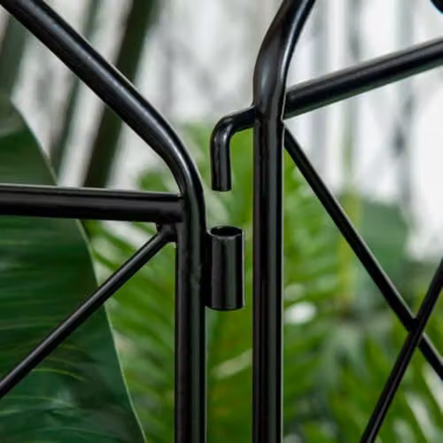 Outsunny Black Decorative Metal Garden Fencing, 4-Piece Rustproof Steel Palisade Flower Bed Border Edging – 7