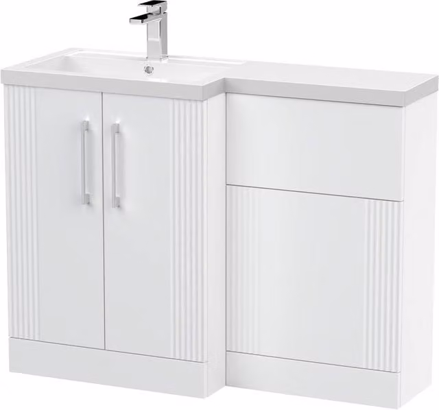 Balterley Belvide 2 Door Vanity WC Combi Unit and Basin with Stone Top, White, W: 110 cm