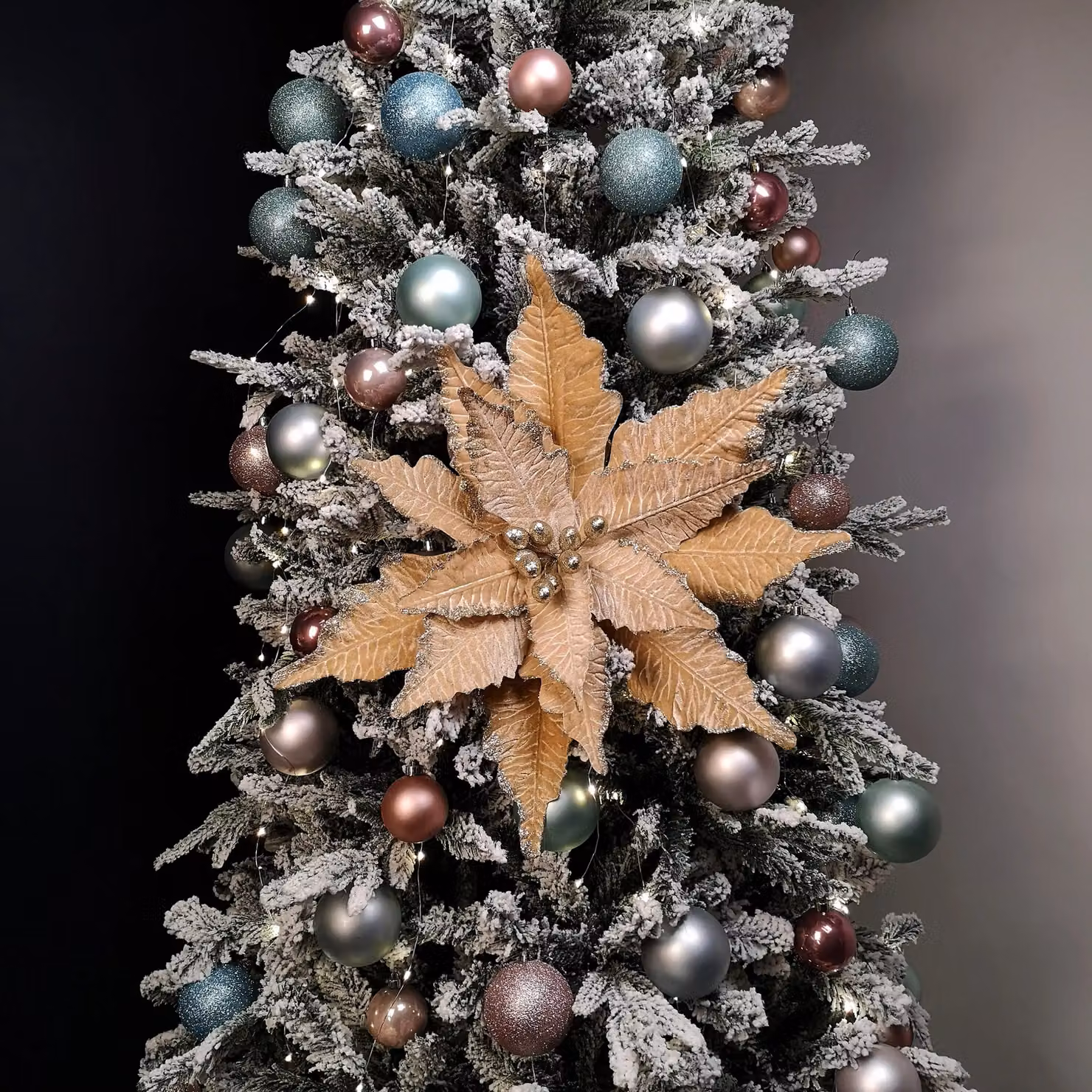 Samuel Alexander Gold Velvet Poinsettia Stem Christmas Decoration, 68 cm – 2
