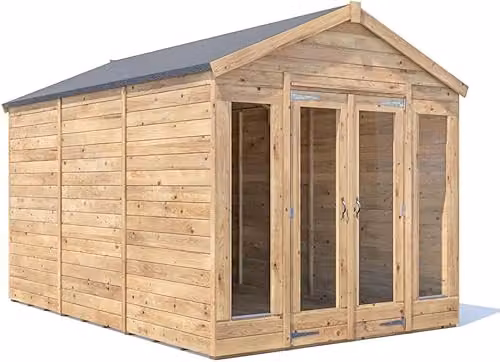 Dunster House RagePanda Modular Summerhouse with Gable Apex Roof in Brown