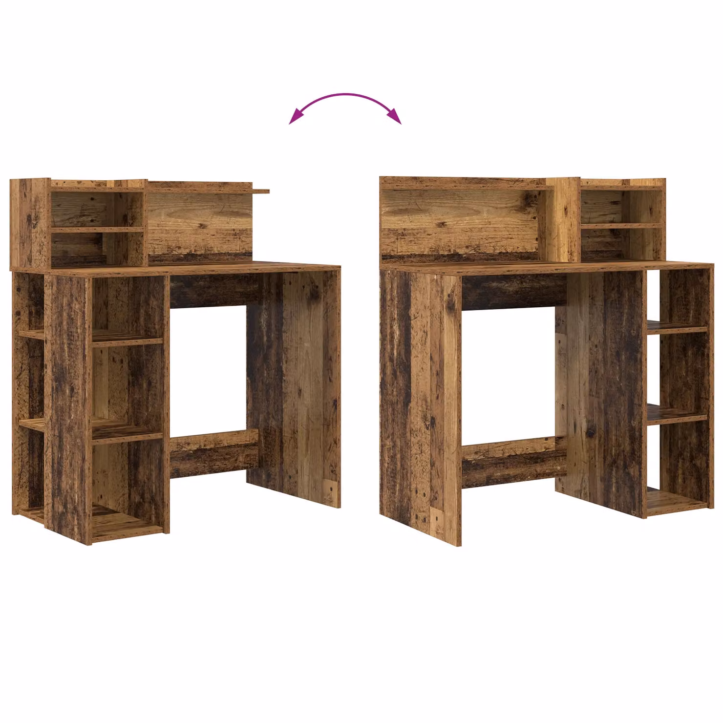 Berkfield Modern Writing Desk with Storage in Old Wood, W/D/H: 90 x 48 x 101.5 cm – 6