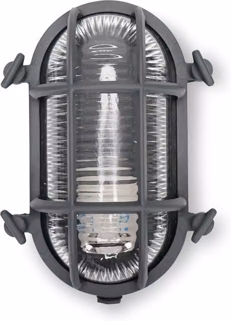 ValueLights Maritime Oval Outdoor Wall Bulkhead Light in Grey