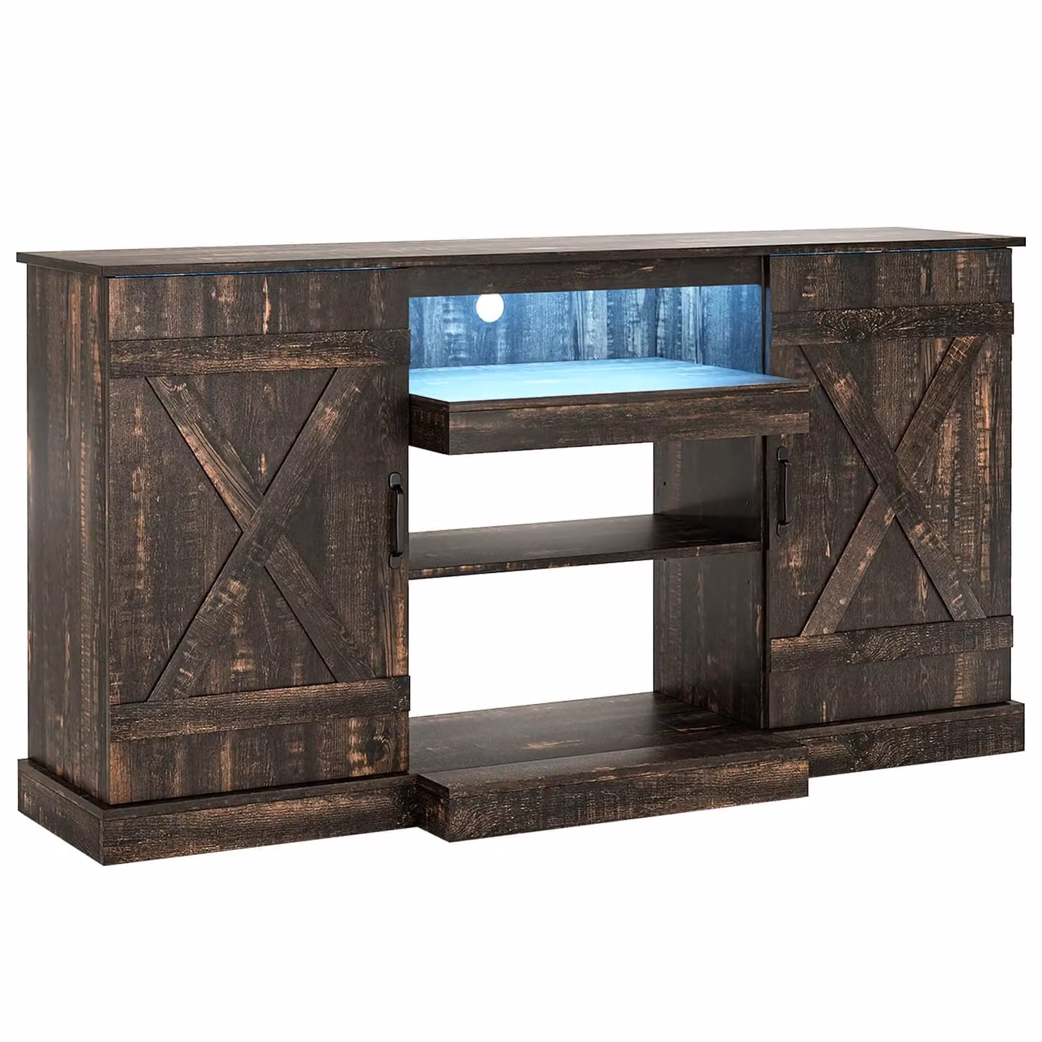 Costway Rustic Brown Media Console TV Cabinet for TVs up to 68 inch – 5