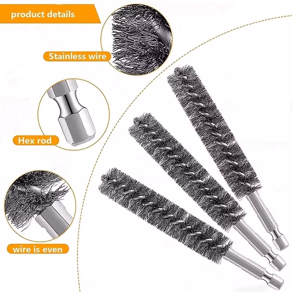 VOGREX Brass Wire Drill Brush Set with 1/4 inch Hex Shank, Silver – 5