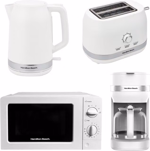 Hamilton Beach White Kitchen Bundle with Glass and Plastic Components