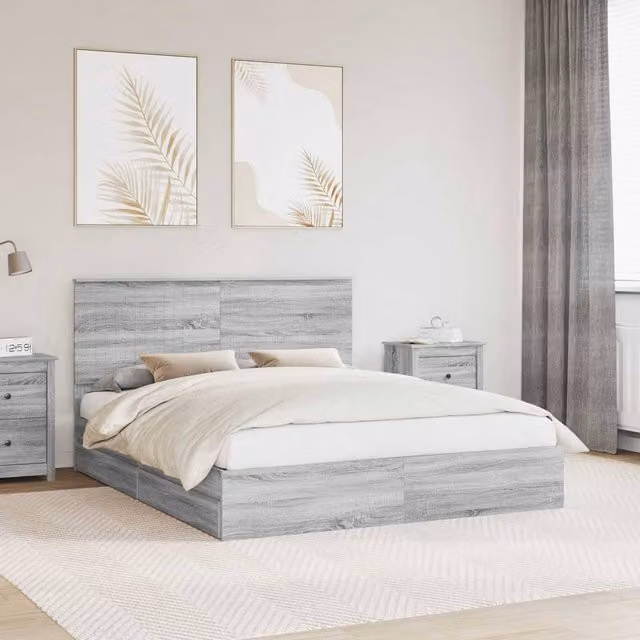 Berkfield Home Grey Sonoma Storage Bed with Drawers, W/D/H: 160 x 200 cm, Engineered Wood – 1