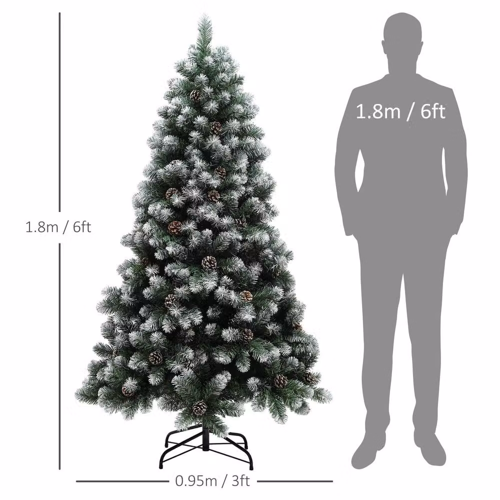 STILVORA Artificial Christmas Tree with Snow-Dipped Branches in Green and White, Height: 180 cm – 3