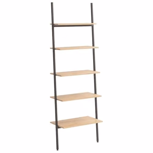 vidaXL 5-Tier Industrial Ladder Shelf in Brown and Black, W/D/H: 64 x 34 x 185.5 cm – 1