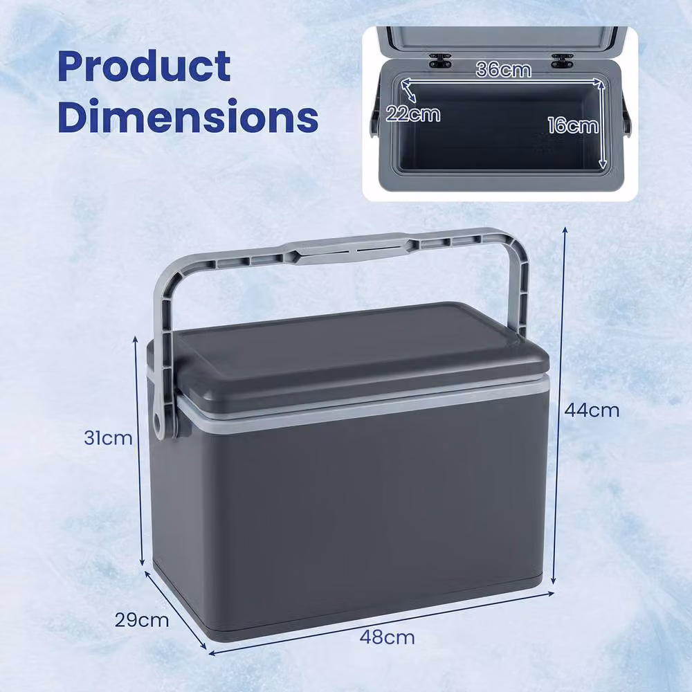 Costway Portable Hard Cooler 12L Injection Moulded Insulated Ice Chest in Grey – 3
