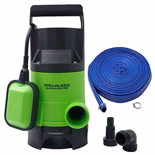 Pro-Kleen 400W Submersible Water Pump with 25m Layflat Hose in Green or Blue – 1
