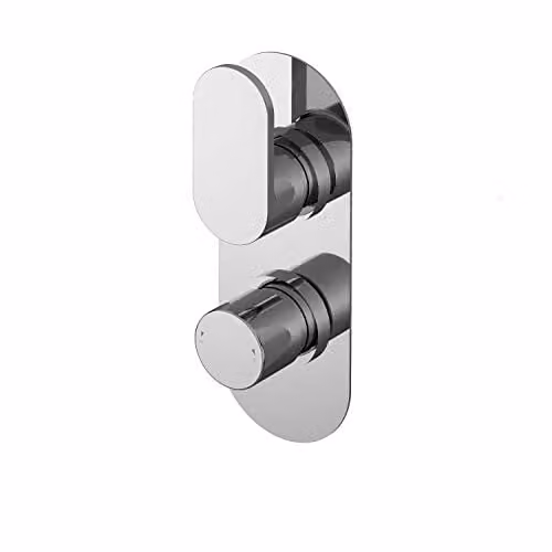 Nuie Binsey BINTW01 Modern Round Twin Concealed Thermostatic Shower Valve with Lever Handle, Chrome