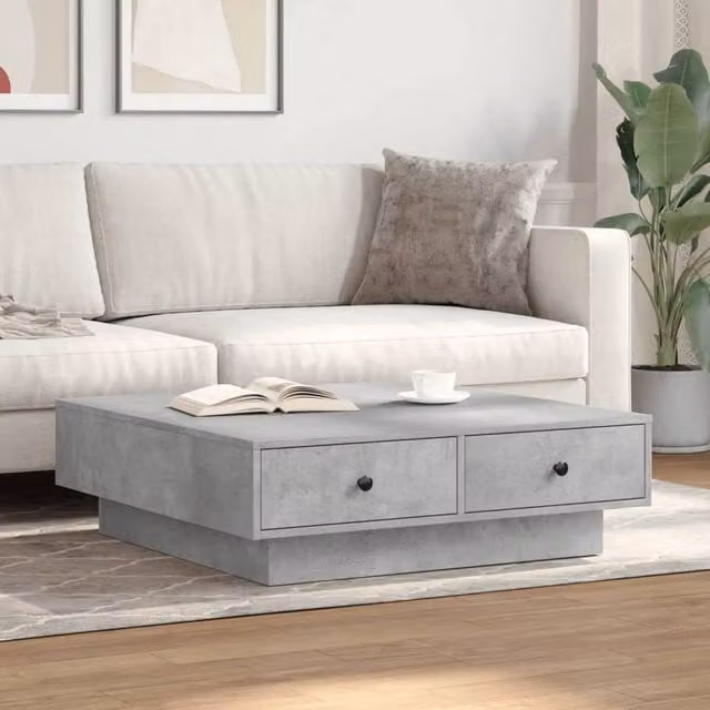 Berkfield Home Modern Square Coffee Table in Concrete Grey, W/D/H: 90 x 90 x 28 cm – 1