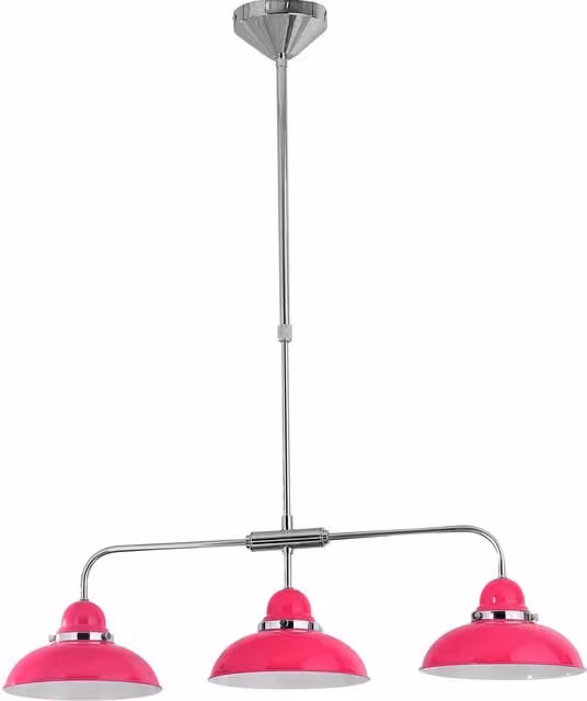 Orsina by Interiors by Premier 3 Light Pendant in Hot Pink and Chrome