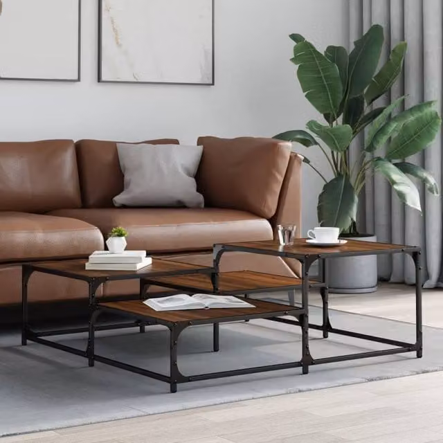 Berkfield Home Durable Brown Oak Coffee Table, W: 107 cm, D: 107 cm, H: 40 cm