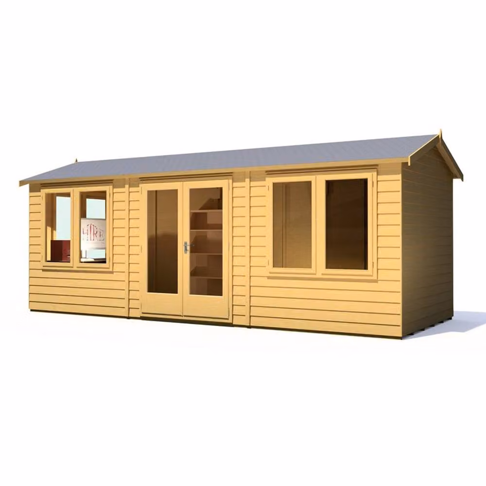 Shires Melrose Double Door Garden Office in Light Brown, W: 624.6 cm, D: 260.4 cm, H: 250.5 cm – 2