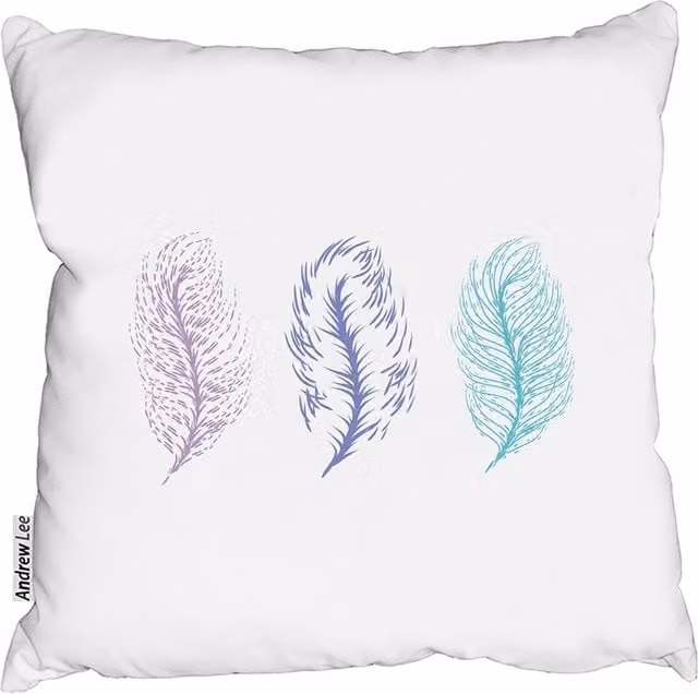 Andrew Lee White Square Feathers Cushion, W: 60 cm, H: 60 cm