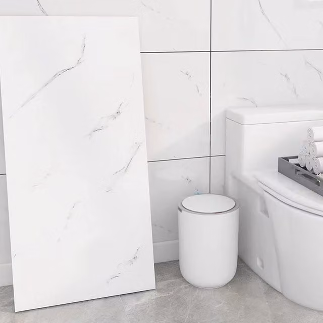 SPETLEK 12 Pack Self Adhesive Marble Look Wall Tiles in White for Kitchen and Bathroom Decor
