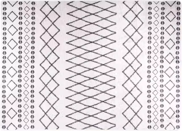 Berkfield Home Washable Geometric Round Anti Slip Rug in Black and White, W/D: 100 cm diameter