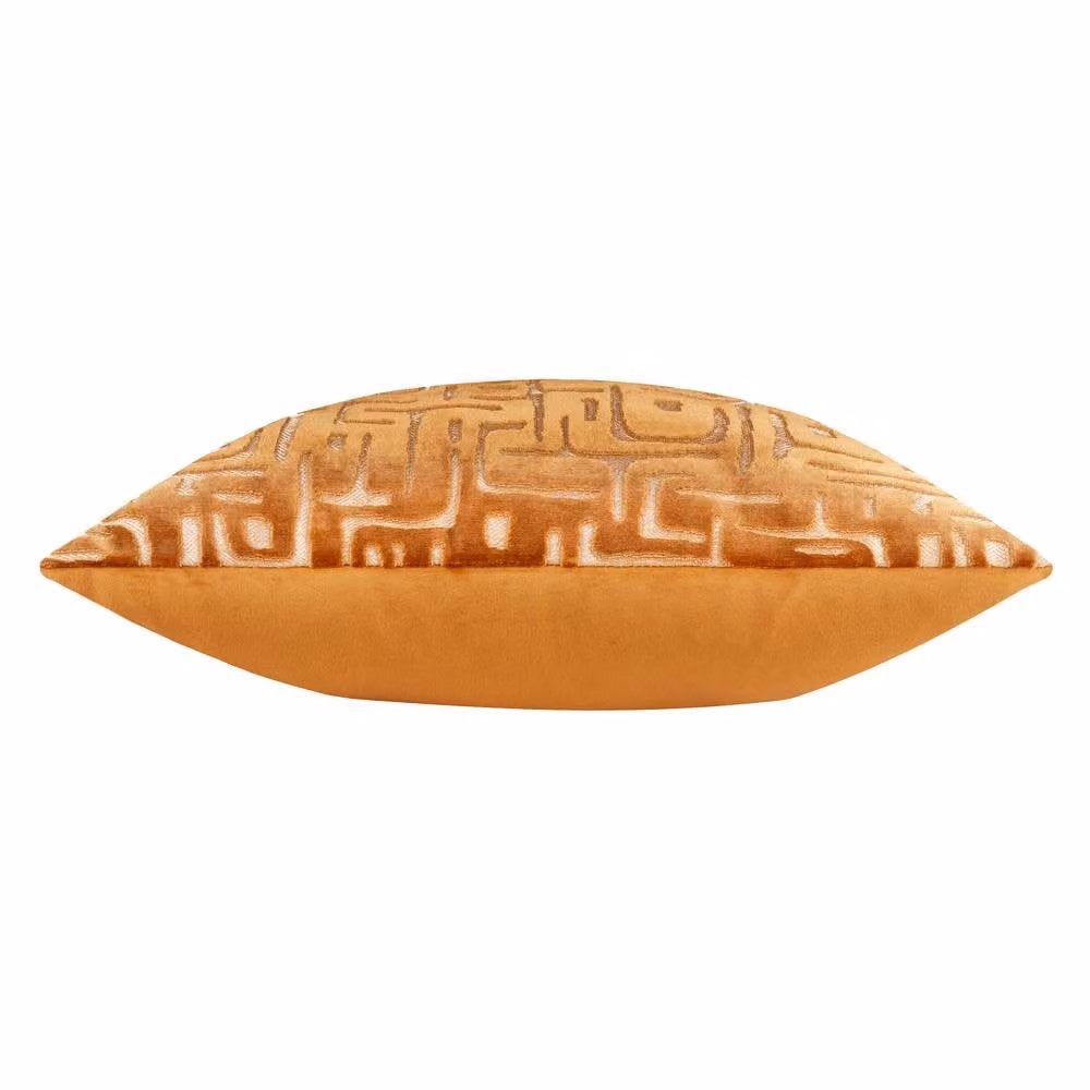 HOEM Soren Graphic Retro Square Cut Velvet Cushion in Orange and Multicolour, W/D/H: 45 x 45 x 45 cm – 3