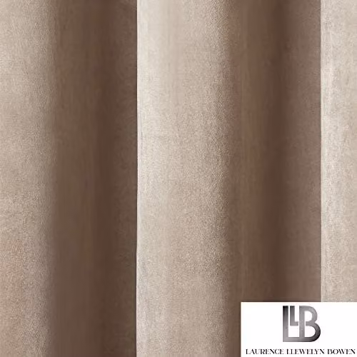 Laurence Llewelyn-Bowen J Rosenthal & Son Brown and Beige Velvet Blackout Eyelet Curtains, W: 229 cm, H: 229 cm – 2