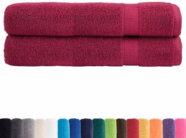 Berkfield Home SOLUND Premium Cotton Terry Towels, 2 Pack, Bordeaux Red, W: 100 cm, L: 200 cm, 600gsm