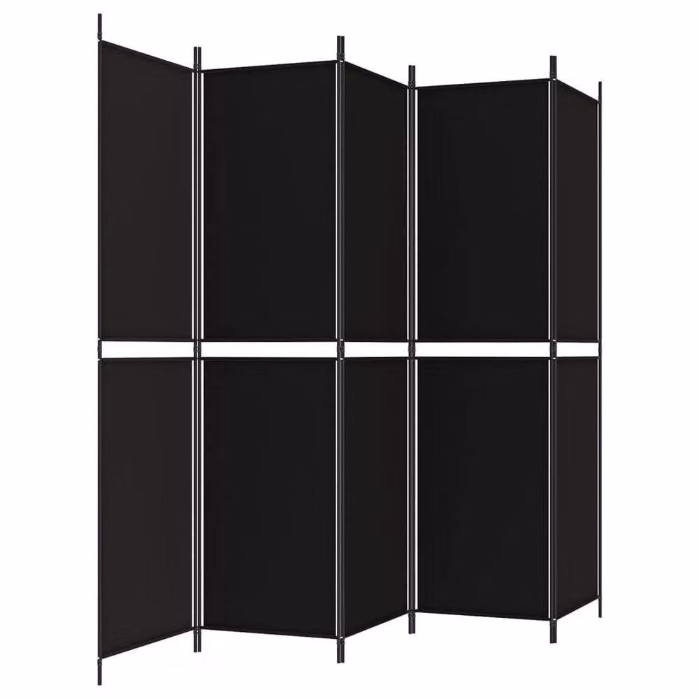 Berkfield Home 5-Panel Room Divider in Black Fabric, W/H: 250 x 200 cm – 3