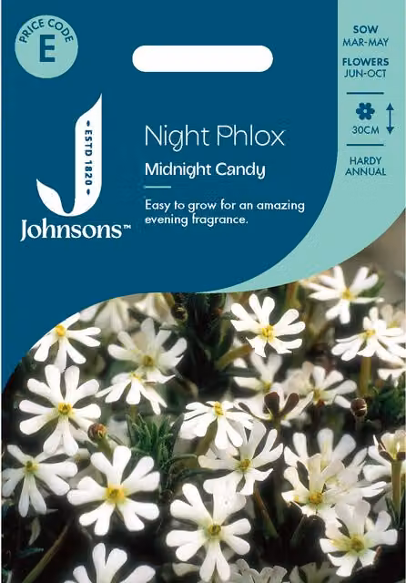 Johnsons Seeds Night Phlox Midnight Candy Flower Seeds, Red and White