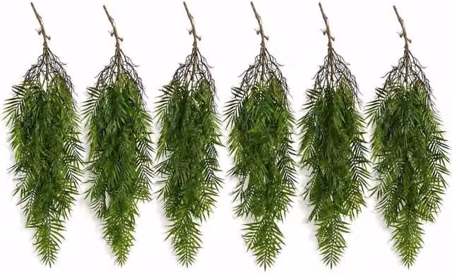 Botanik Pack of 6 Green Artificial Palm Fern Leaves, 90 cm