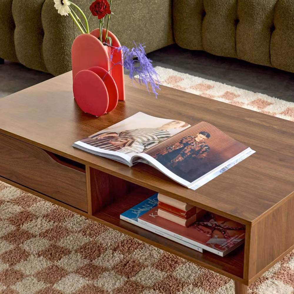 sweeek Vintage Walnut Wood Coffee Table in Dark Brown, W/D/H: 110 x 39 x 39 cm – 3