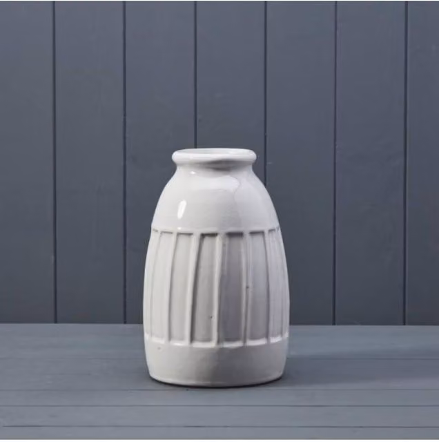 KDMD White Round Ceramic Tabletop Vase – 1