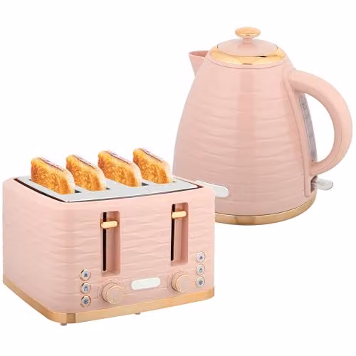 HOMCOM Kettle and Toaster Set in Pink – 1