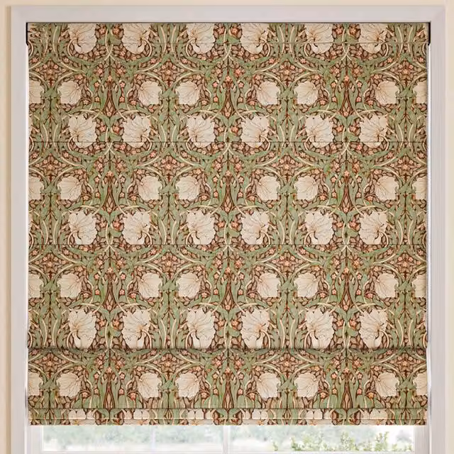 William Morris Pimpernel Made to Measure Blackout Roman Blind in Brick Multicolour Floral Design