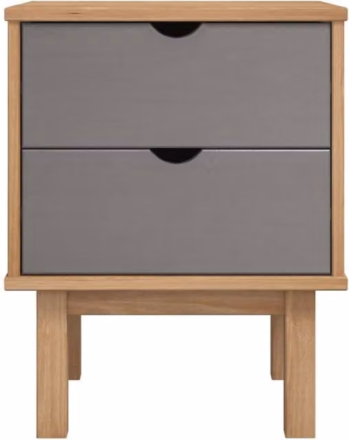 Berkfield Home Beautiful OTTA Bedside Cabinet in Brown and Grey, W/D/H: 46 x 39.5 x 57 cm – 1