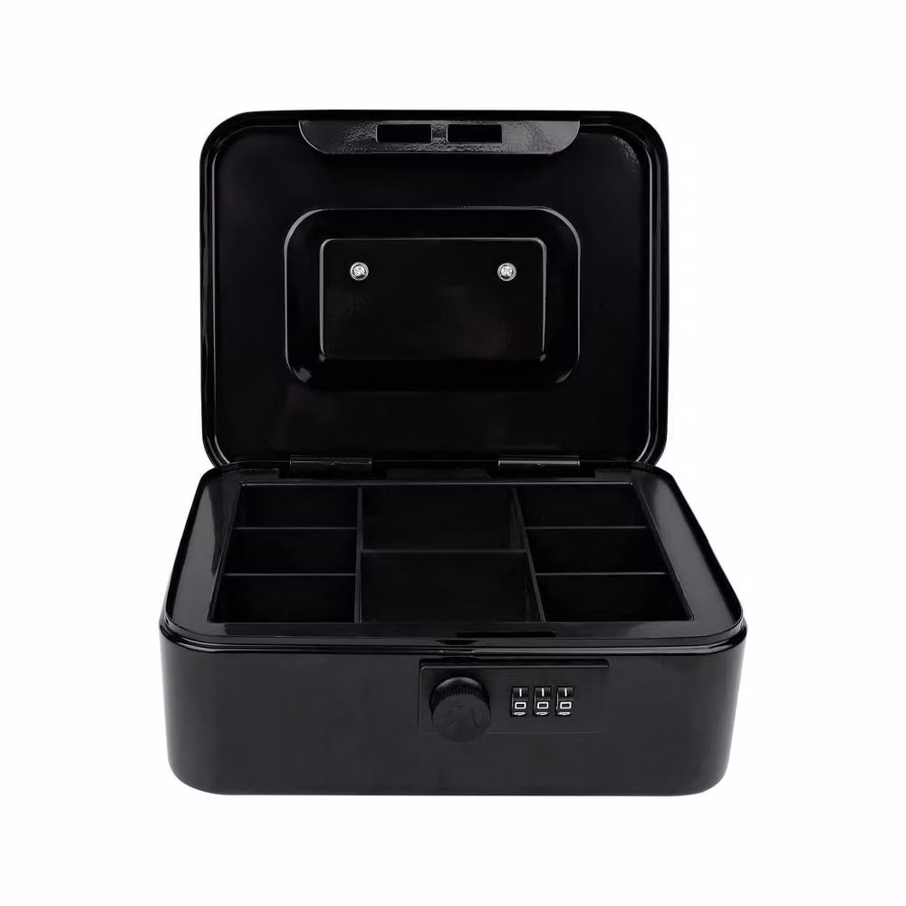 Clarsen Steel Cash Box with 3 Digit Combination Lock in Black – 3