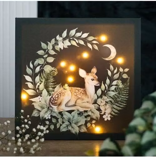 KDMD Fawn Light Up Canvas Plaque in Brown – 1