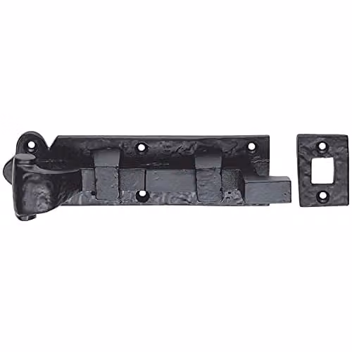 Loops Cranked Barrel Surface Mounted Door Bolt Lock in Black Antique, 115 x 31 mm