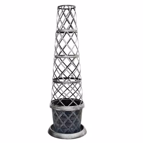 Garden Gear Black and Grey Tower Pot Climbing Plant Support Frame, Height: 130 cm