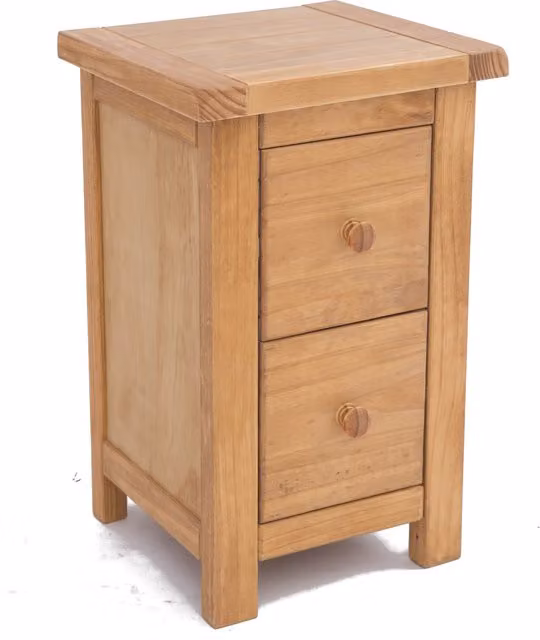 Cabinet Bits Lugo 2 Drawer Petite Bedside Table in Brown Antique Waxed Pine
