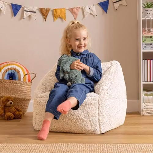 icon Kids Teddy Bean Bag Armchair Set of 2 in Beige Bouclé Fleece – 2