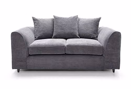 Abakus Direct Jumbo Cord 2 Seater Sofa in Grey, W/D/H: 160 x 89 x 90 cm – 4