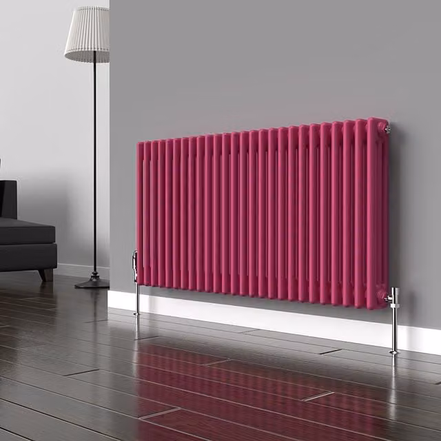 Lux Heat Horizontal 3 Column Steel Radiator in Barbie Pink, H 119 cm x W 60 cm