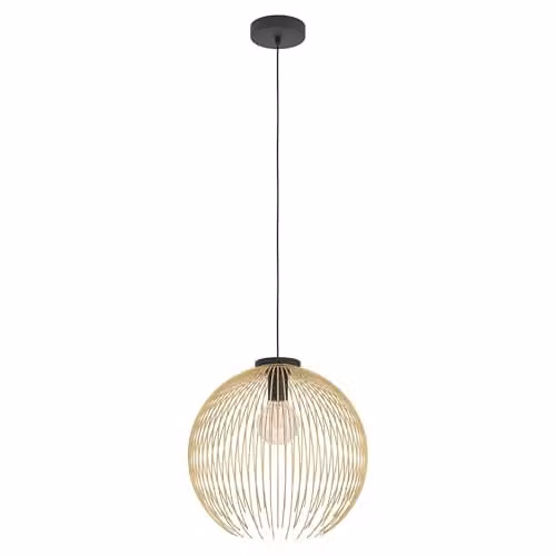 Eglo Venezuela Modern Metal Pendant Light in Gold/Brass and Black, W/D/H: 40 x 40 x 110 cm – 1