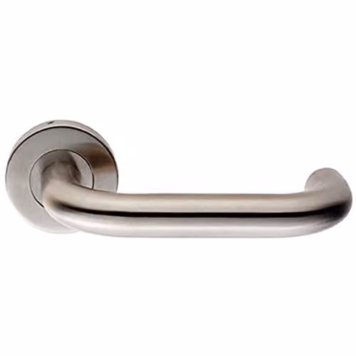 Loops Pair of 19mm Round Bar Safety Handles on Round Rose in Brushed Silver Stainless Steel with Concealed Fixings