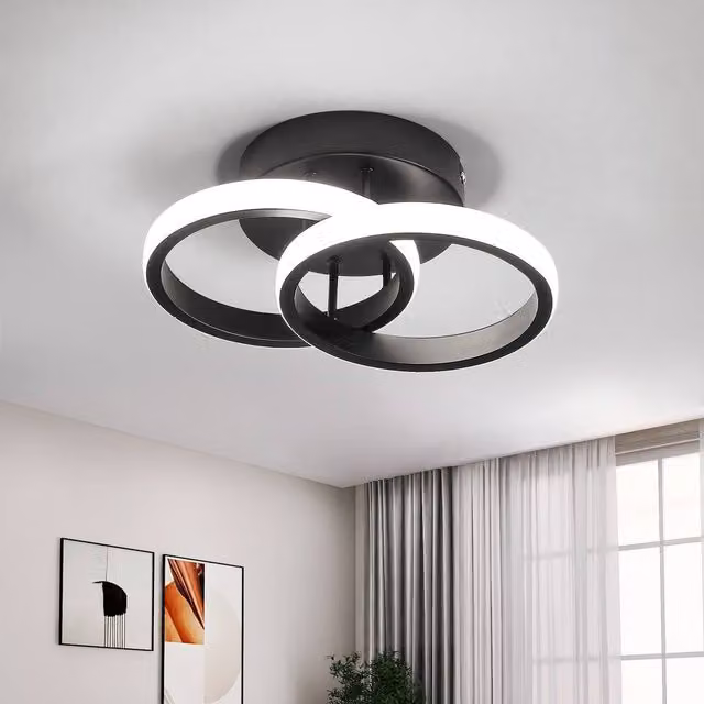 Goeco Modern Round LED Ceiling Light, 22W, 6500K Cool White, Black – 1