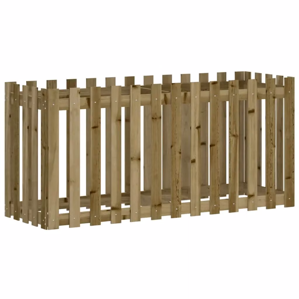Berkfield Home Garden Raised Bed with Fence Design in Brown, Impregnated Pine Wood, W/D/H: 150 x 50 x 70 cm – 2