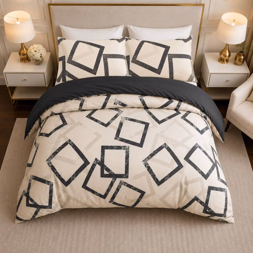 Pamposh Reversible Microfibre Duvet Cover Set in Taupe, W/H: 180 x 200 cm – 3