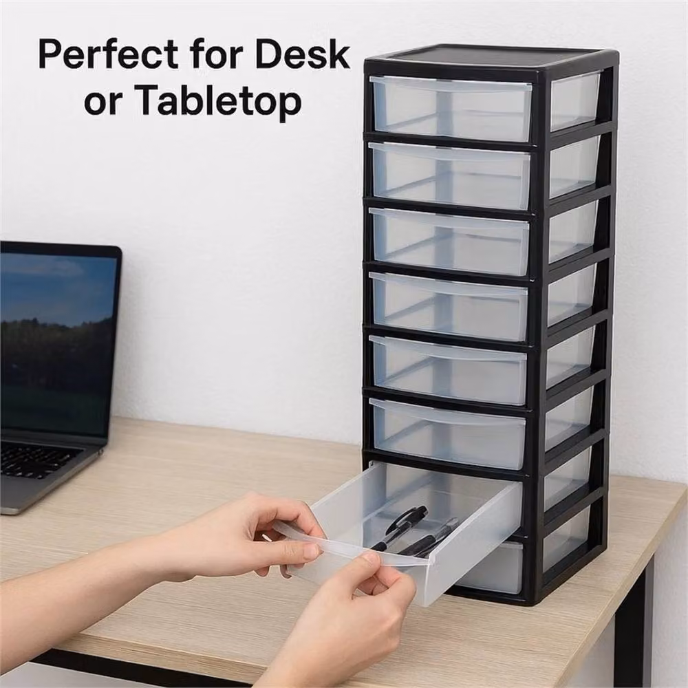FLAVORA 8 Drawer Plastic Storage Unit in Black, Width: 50 cm – 2